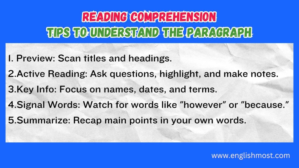 reading comprehension strategies, fill in the blanks, reading comprehension exercise 