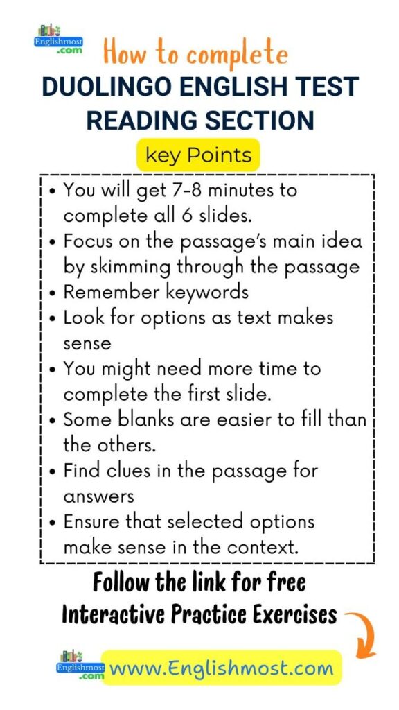 duolingo reading test pin